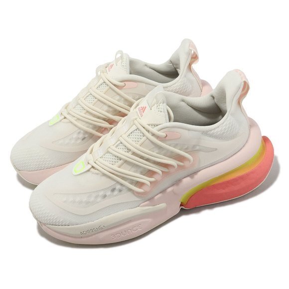 NEW adidas AlphaBoost V1 Off White Wonder  Lucid Lemon Women Running Shoe Size 7 - Picture 7 of 7